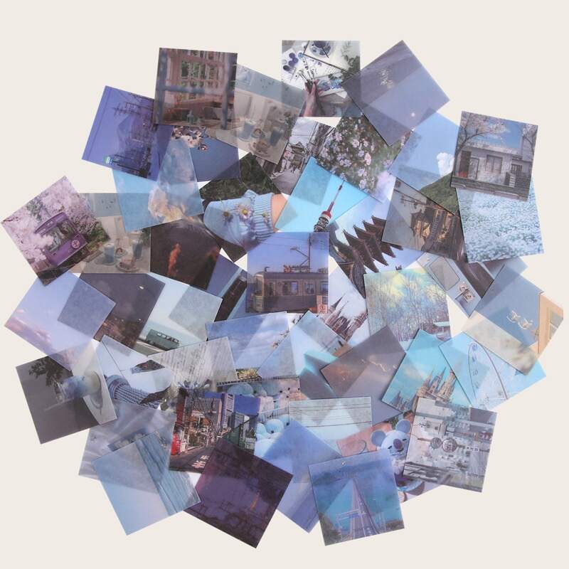 

50pcs Scenery Pattern Sticker, Multicolor