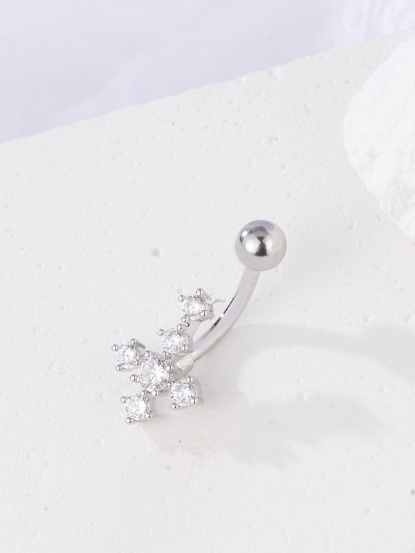 Copper Cubic Zirconia Decor Navel Belly Ring For Women And Men, Punk