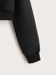 Muchica Áo nỉ Dây kéo màu trơn Giải trí - màu đen - Xem 3