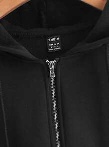 Muchica Áo nỉ Dây kéo màu trơn Giải trí - màu đen - Xem 4