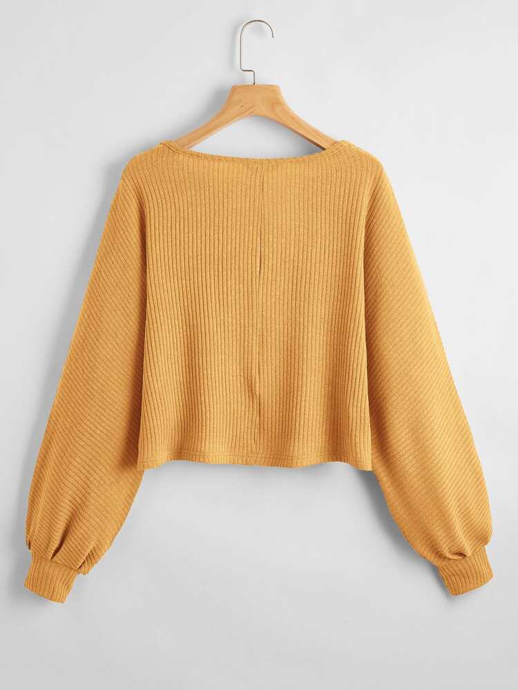 Ribbed Long Sleeve Semi-Cropped Tee