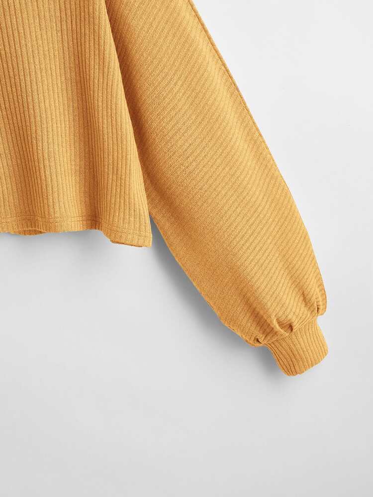 Ribbed Long Sleeve Semi-Cropped Tee
