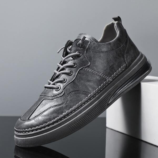 

Men Minimalist Lace Up Front Skate Shoes, Grey