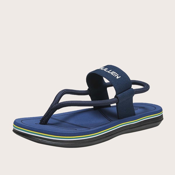 

Men Letter Graphic Slingback Thong Sandals, Blue