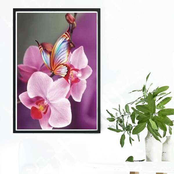 

Flower Print DIY Diamond Unframed Painting, Multicolor