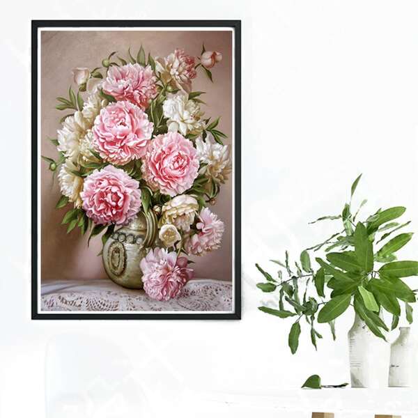 

Flower Print DIY Diamond Unframed Painting, Multicolor