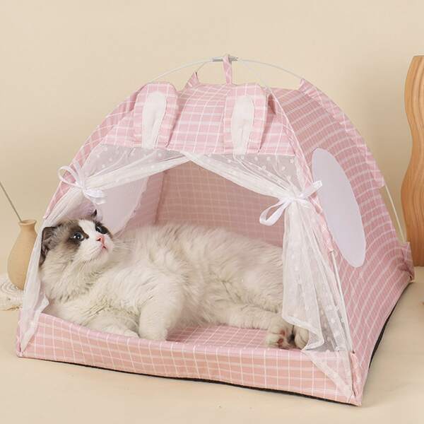 

Plaid Pattern Pet Tent, Pink