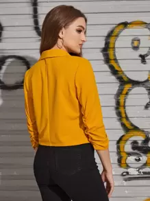 SHEIN Privé Shawl Neck Solid Blazer In Fall/Winter - Yellow - View 3