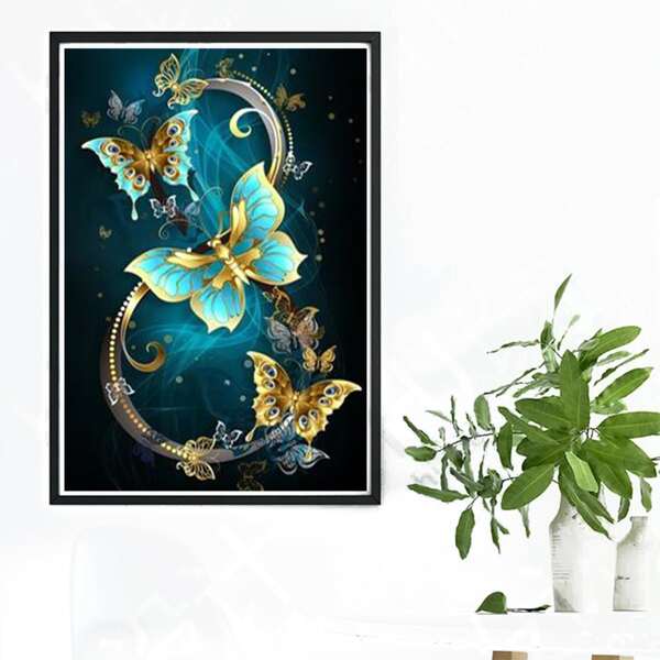 

Butterfly Print DIY Diamond Unframed Painting, Multicolor