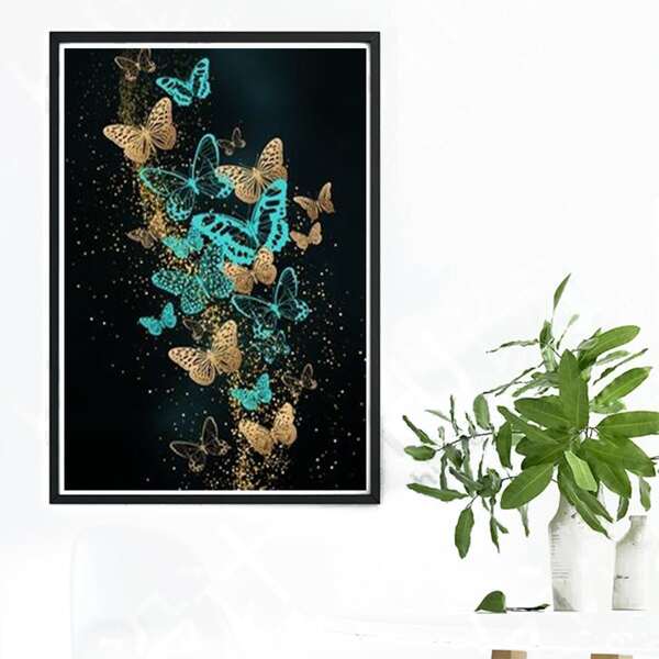 

Butterfly Print DIY Diamond Unframed Painting, Multicolor