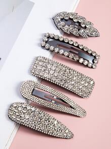 5个优雅高端水钻发夹，适合日常、派对和摄影，发饰，头饰，发卡 - 黑與白 - 查看 3