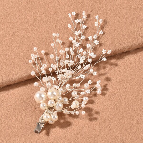 

Faux Pearl Hair Clip, White