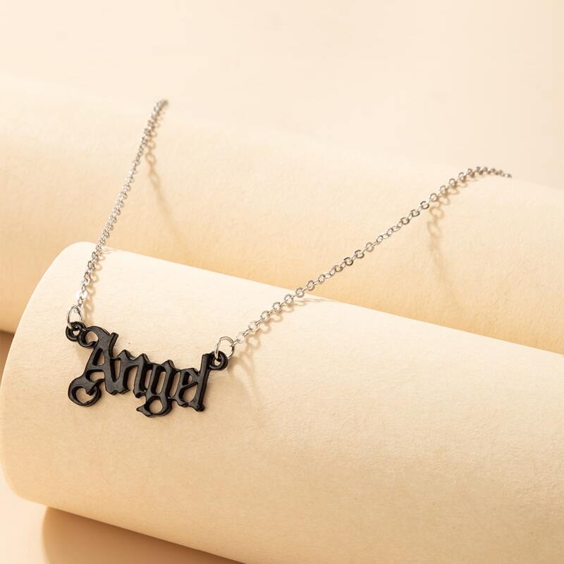 

Letter Design Pendant Necklace, Black