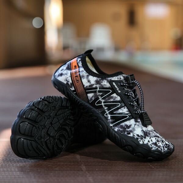 

Boys Tie Dye Pattern Lace-up Front Water Shoes, Black