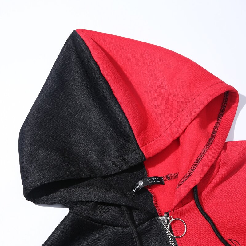 

Two Tone Drawstring Hooded Sweatshirt, Multicolor