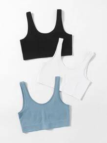 Easithlete 3入組輕度支撐素色填充運動型文胸 - 彩色 - 查看 3