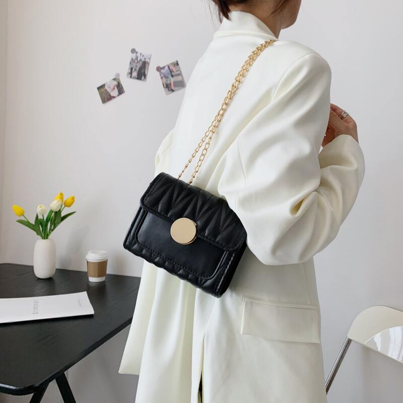 

Quilted Flap Shoulder Bag, Black