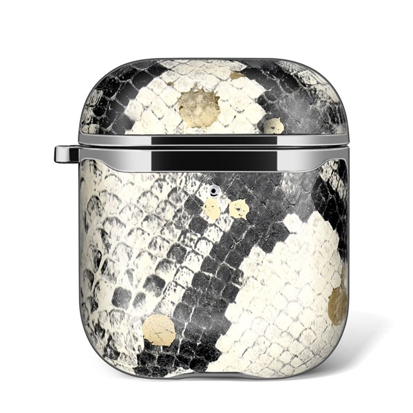 

Snakeskin Print Case For AirPods, Black and white