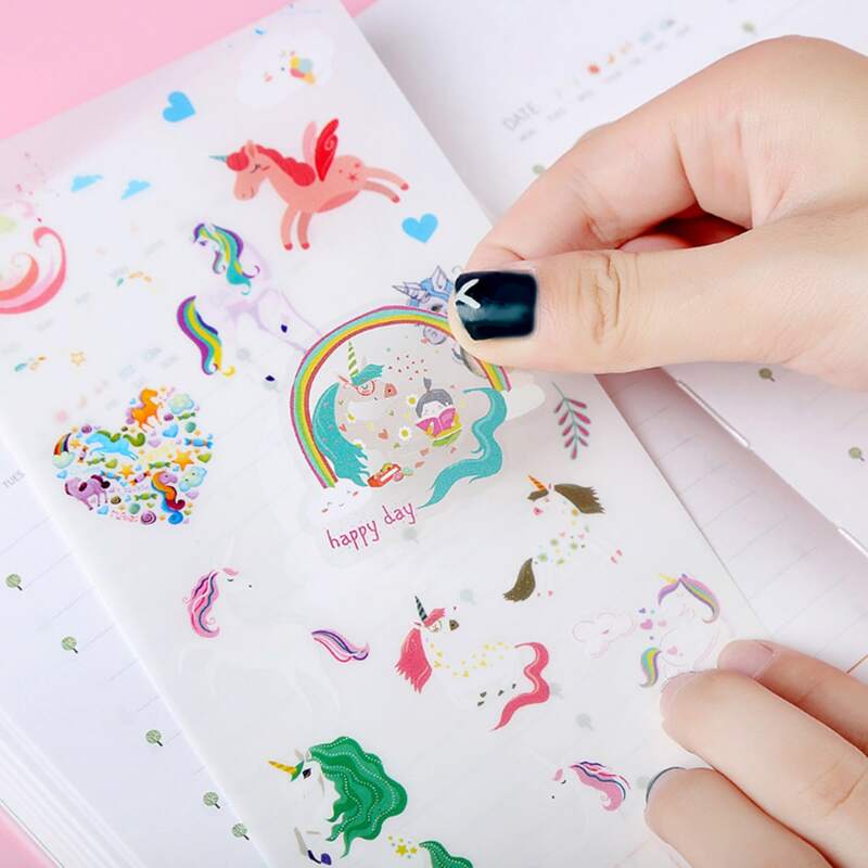 

6pcs Cartoon Unicorn Sticker, Multicolor
