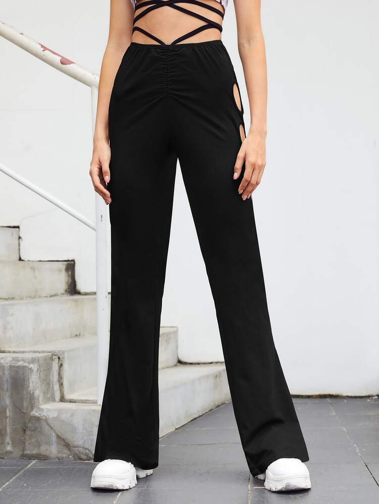 SHEIN ICON Quần Cắt ra màu trơn Gợi cảm - màu đen - Xem 4