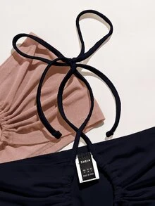 Chiquease Rygglös Criss Kors Skära Ut Rynkad Slätt Sexig Linne & Cami - Multifärgad - Visa 5