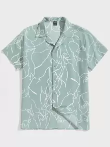 Manfinity VCAY Áo sơ mi Nam Nút phía trước Đồ họa Tất cả trên in Kỳ nghỉ - Màu xanh Bạc hà - Xem 2