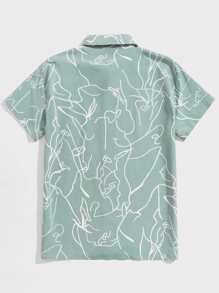 Manfinity VCAY Áo sơ mi Nam Nút phía trước Đồ họa Tất cả trên in Kỳ nghỉ - Màu xanh Bạc hà - Xem 3