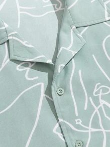 Manfinity VCAY Áo sơ mi Nam Nút phía trước Đồ họa Tất cả trên in Kỳ nghỉ - Màu xanh Bạc hà - Xem 5