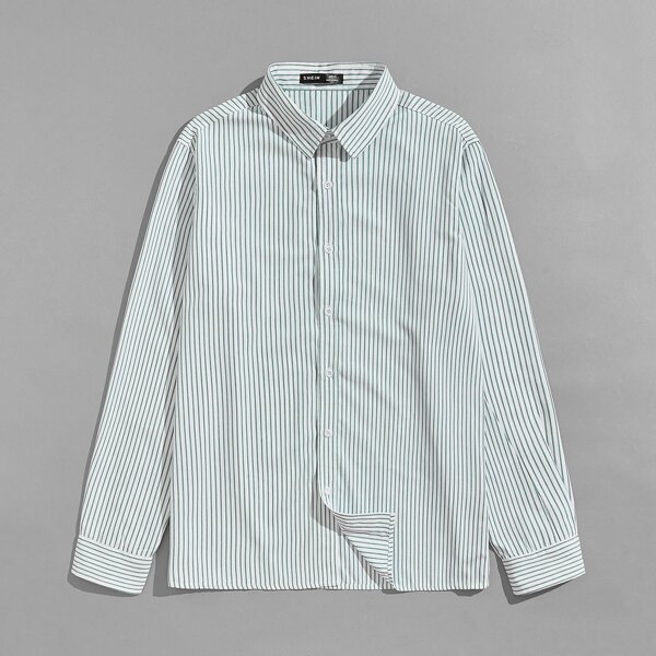 

Men Collared Striped Shirt, Mint green
