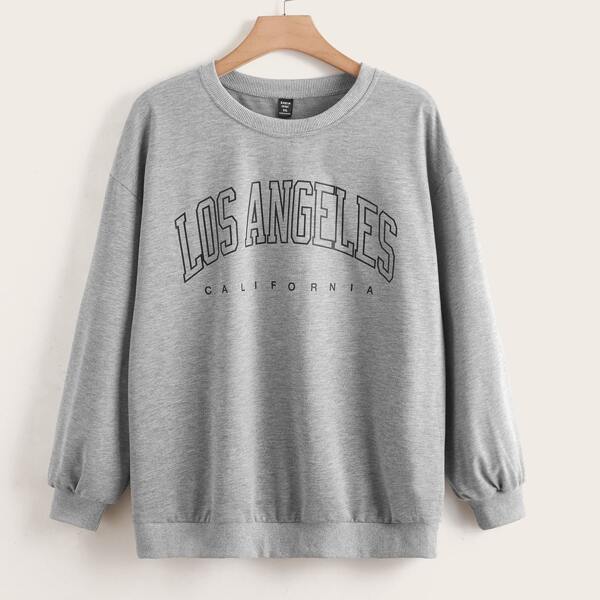 

Plus Letter Graphic Sweatshirt, Light grey