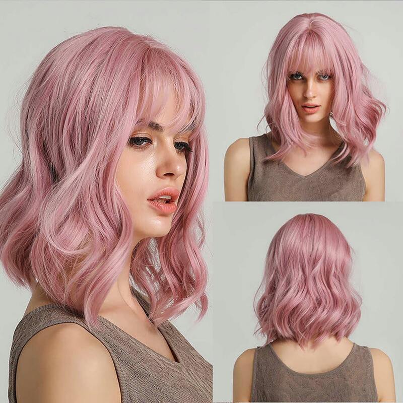 

Curly Wig With Bangs, Pink