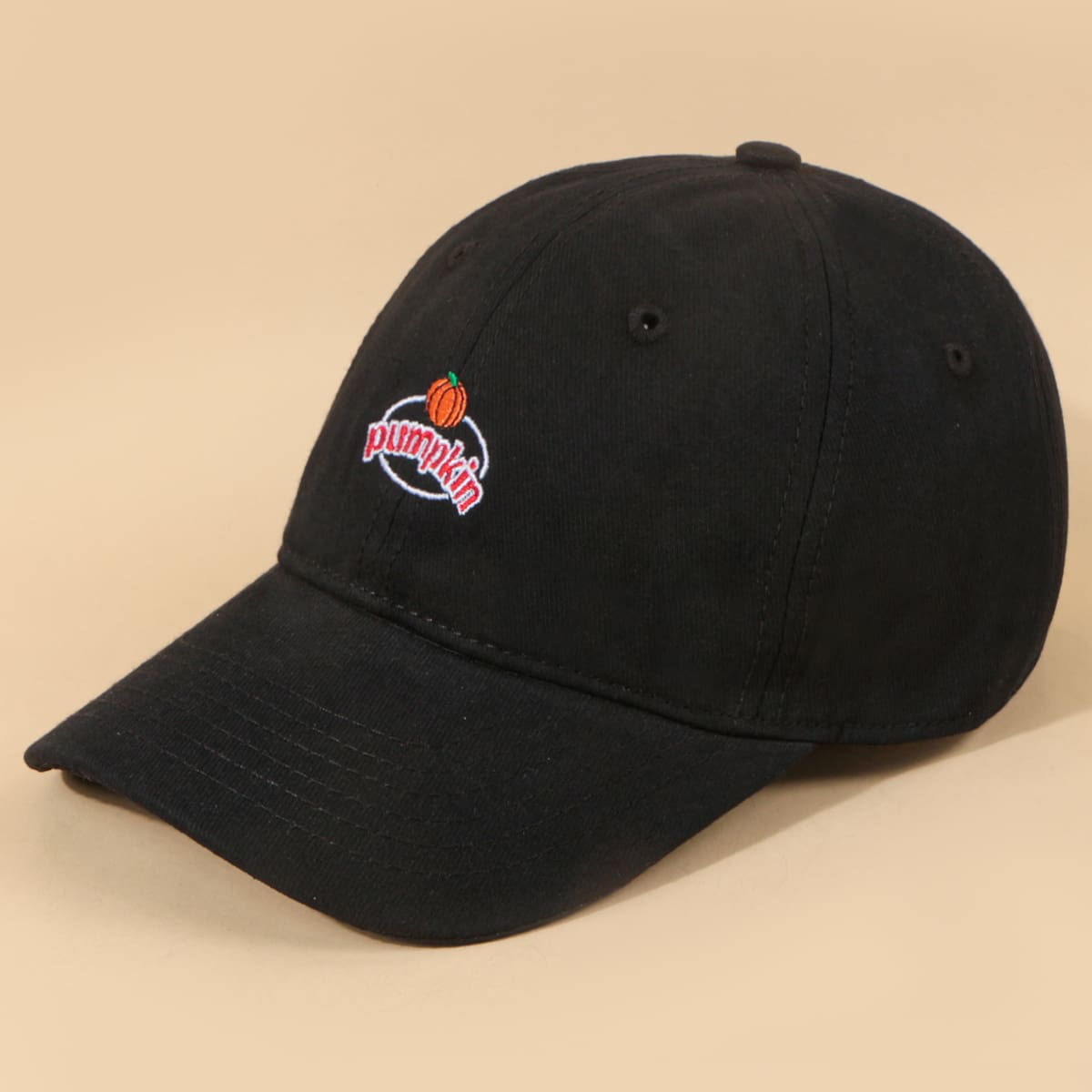 

Guys Pumpkin Graphic Embroidery Baseball Cap, Black