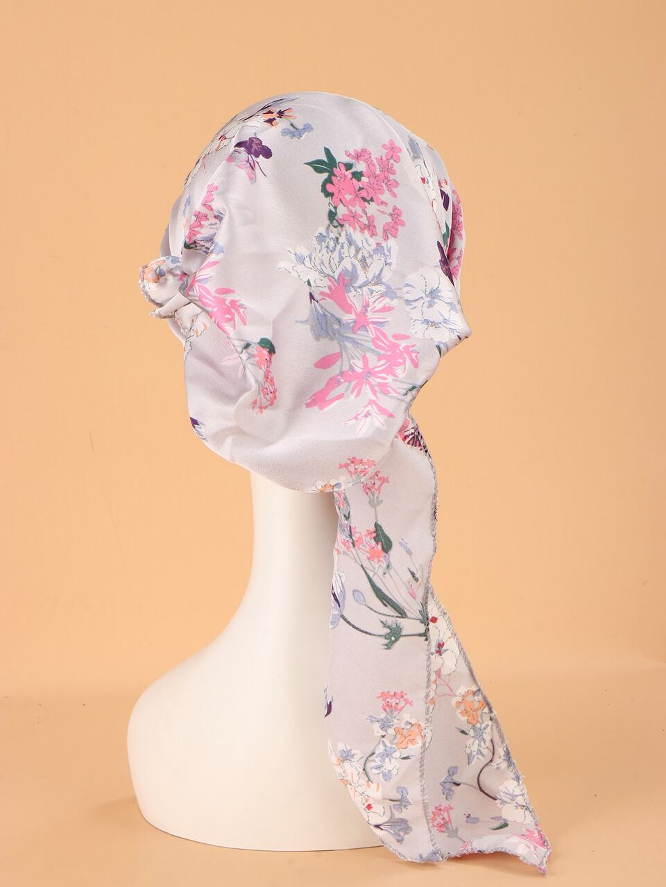 Flower Print Long Tail Head Wrap Boho Silk Bonnet Satin Bonnet Valentine's Day Sleep Bonnet,Summer,Beach,Hat,Holiday,Travel