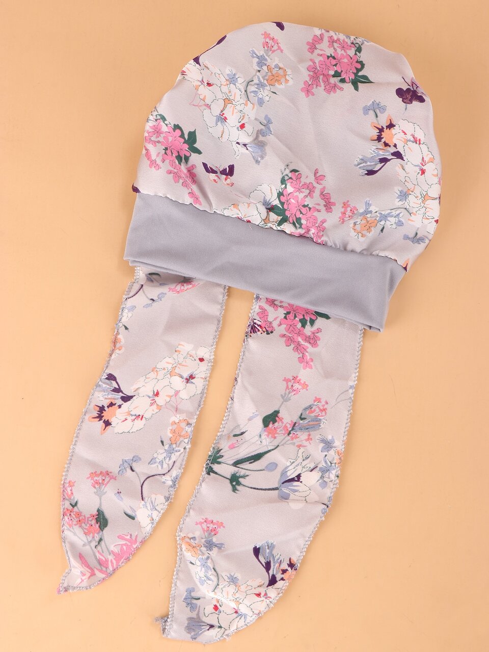Flower Print Long Tail Head Wrap Boho Silk Bonnet Satin Bonnet Valentine's Day Sleep Bonnet,Summer,Beach,Hat,Holiday,Travel