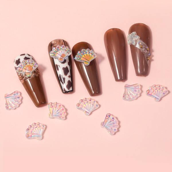 

10pcs Fan Design Nail Art Decoration, Clear