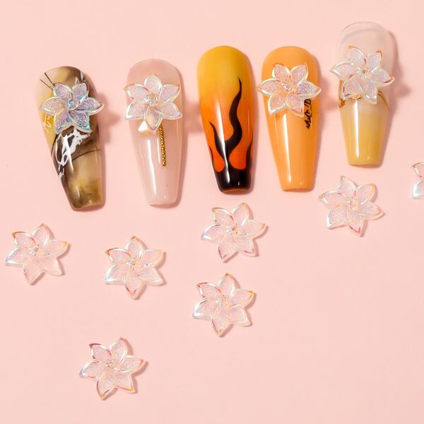 

10pcs Flower Design Nail Art Decoration, Pink