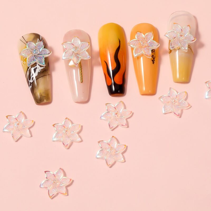 

10pcs Flower Design Nail Art Decoration, Pink
