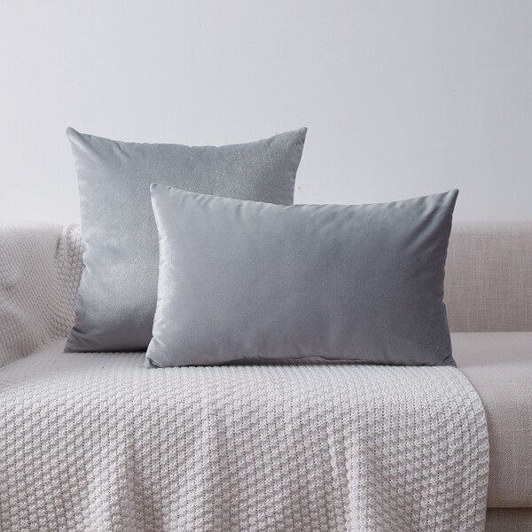 

1pc Plain Cushion Cover Without Filler, Grey