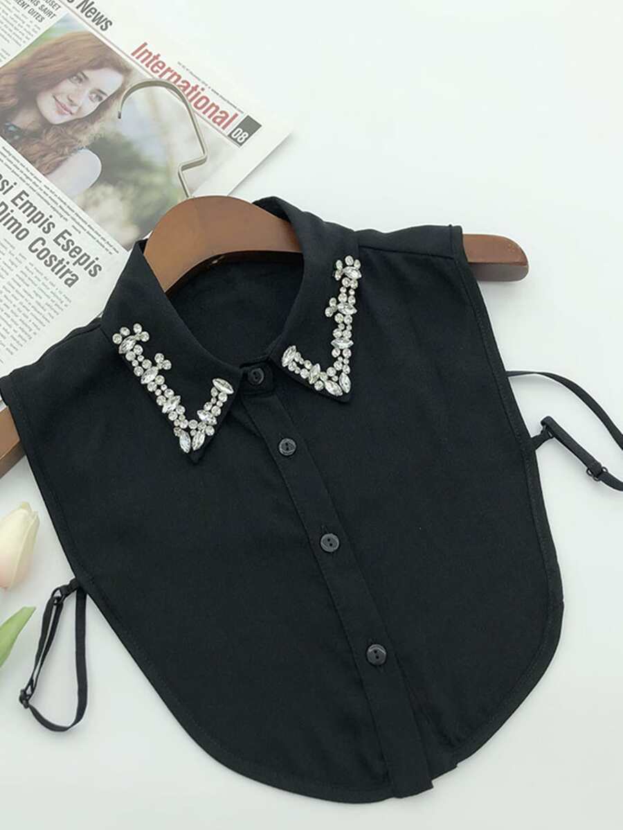 1 Vòng Tay Thủy Tinh Đính Kim Cương Giả & Voan Giả Cổ Màu Đen Trắng Dành Cho Nữ - màu đen - Xem 1