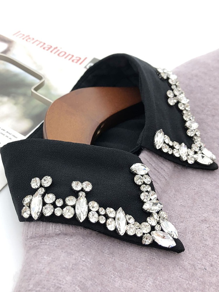 1 Vòng Tay Thủy Tinh Đính Kim Cương Giả & Voan Giả Cổ Màu Đen Trắng Dành Cho Nữ - màu đen - Xem 2