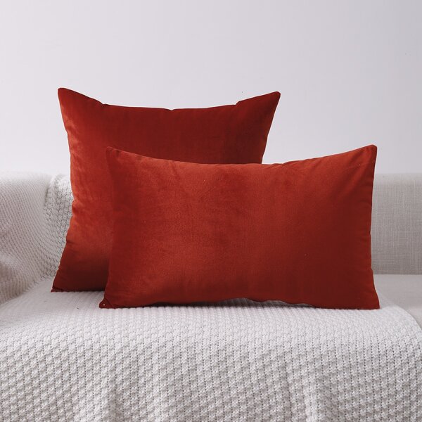 

1pc Plain Cushion Cover Without Filler, Red