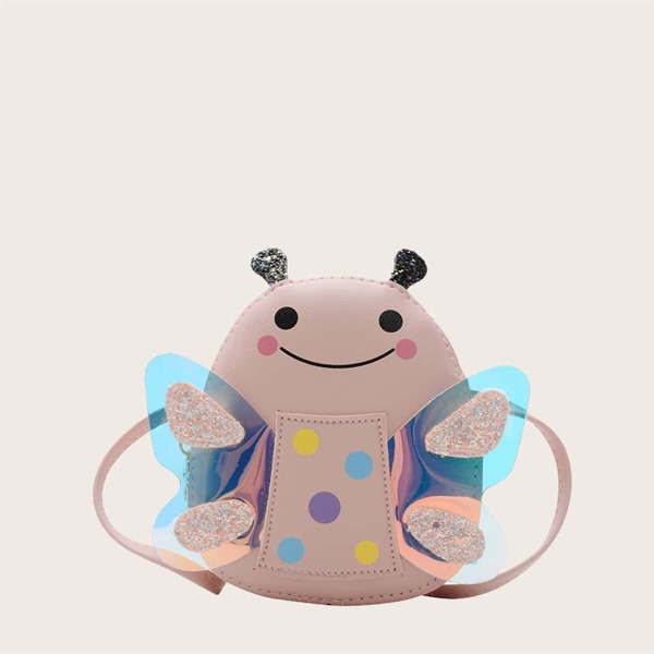 

Girls Holographic Cartoon Honeybee Crossbody Bag, Pink