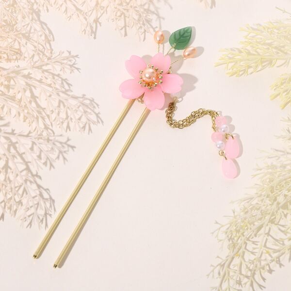 

Flower Decor Hair Pin, Pink
