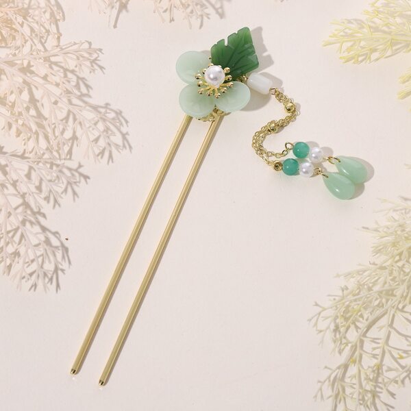 

Flower Decor Hair Pin, Green