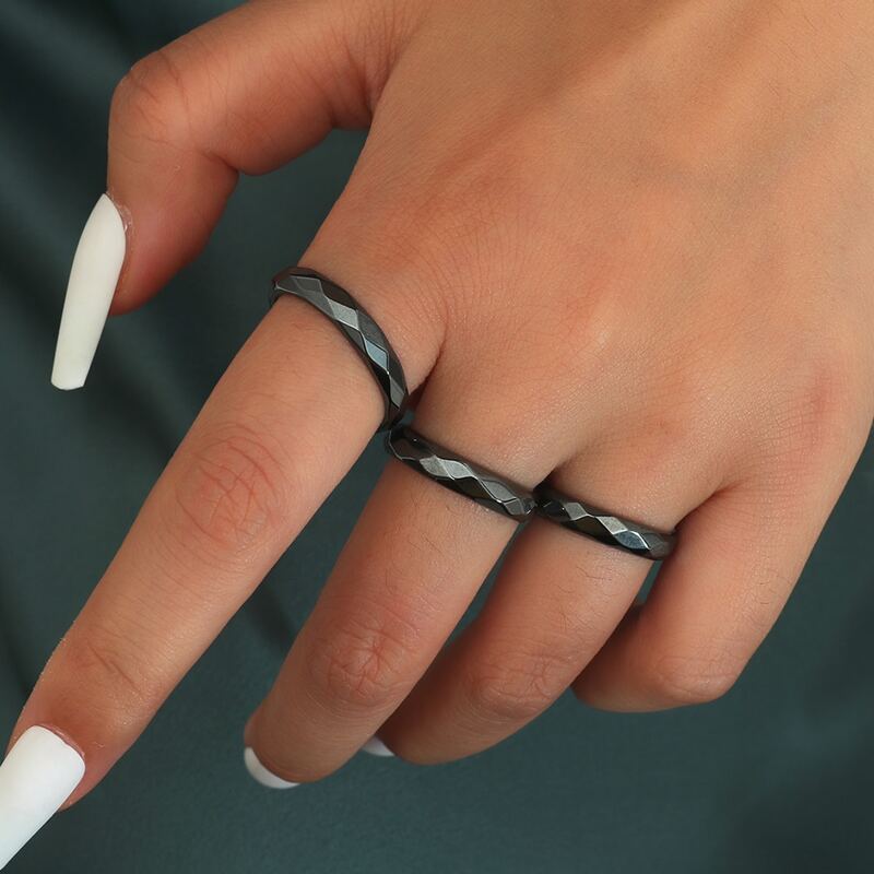 

3pcs Minimalist Ring, Black