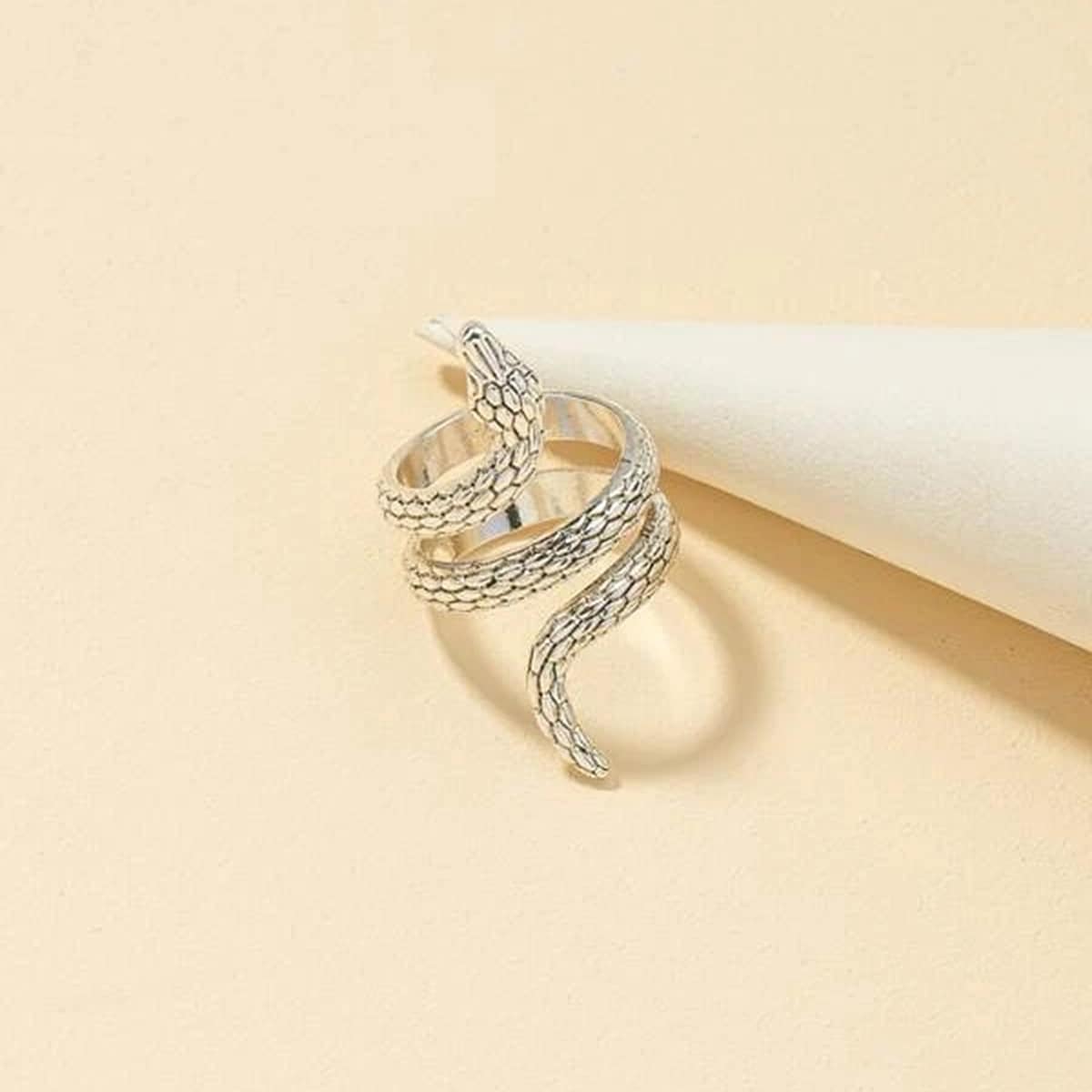 

1pc Snake Design Ring, Silver