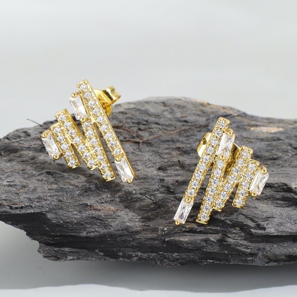 

18K Gold Plated Zircon Decor Earrings