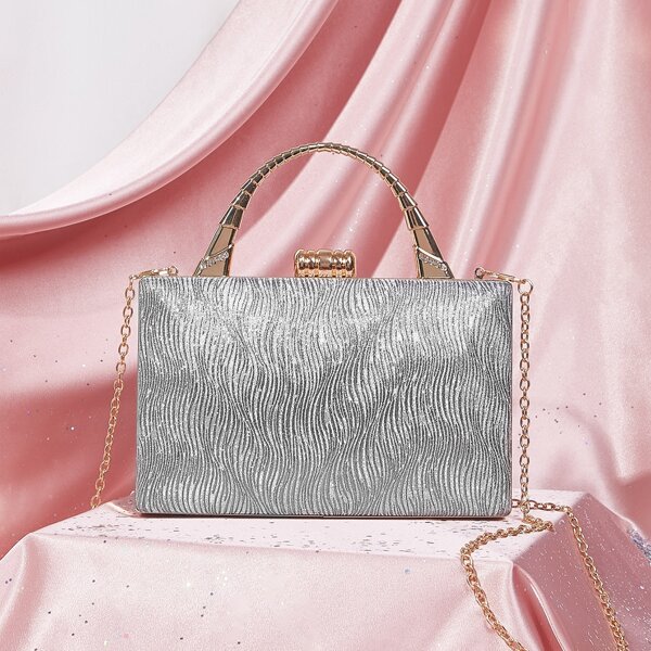 

Metallic Box Bag, Silver