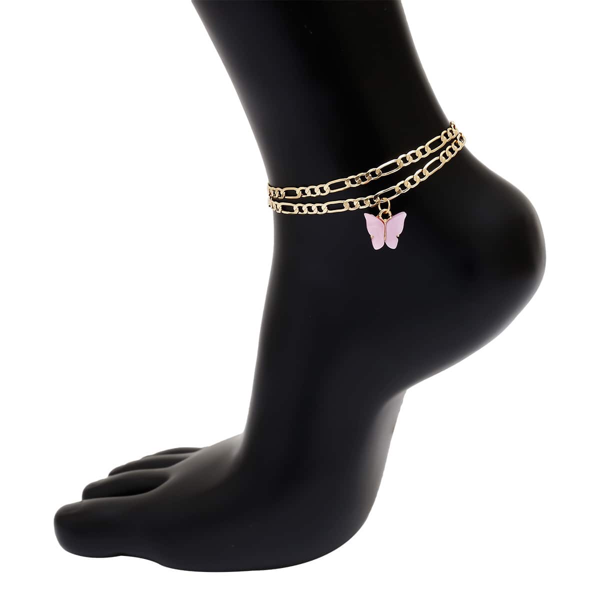 

2pcs Butterfly Charm Chain Anklet, Gold