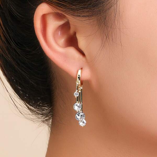 

14K Gold Plated Zircon Decor Drop Earrings